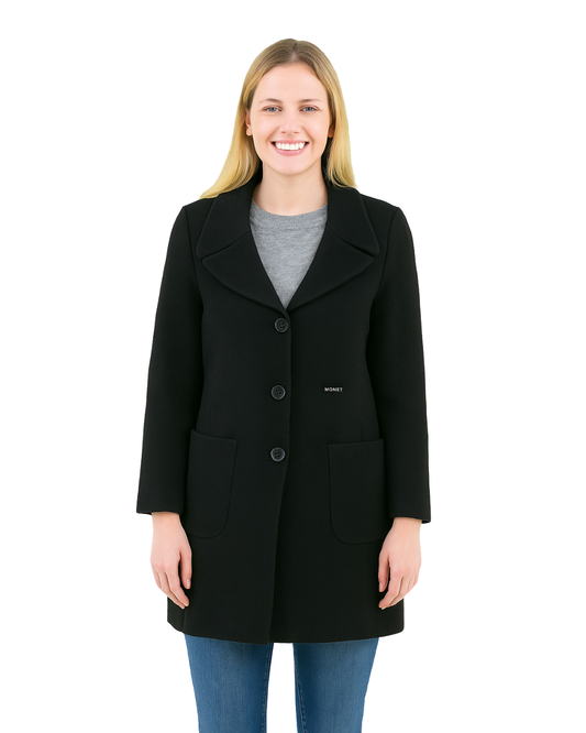 USADO – Abrigo negro clásico de paño Motto Mujer (Talla 42 EUR)