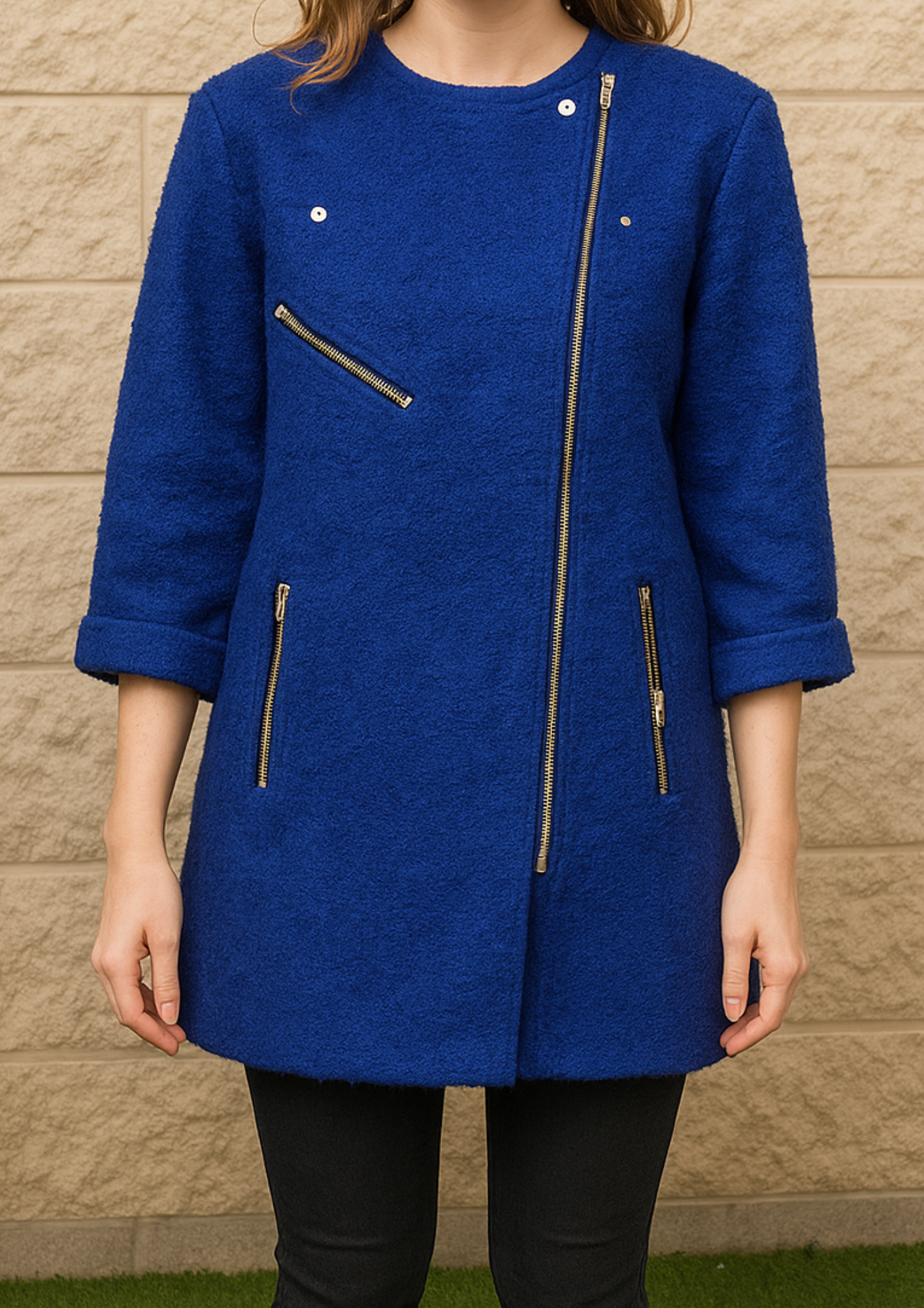 USADO – Abrigo azul eléctrico estilo biker Glamorous (Talla XS)