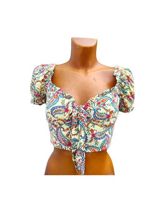 NUEVO - Top de escote anudado estampado paisley Bershka (Talla S)