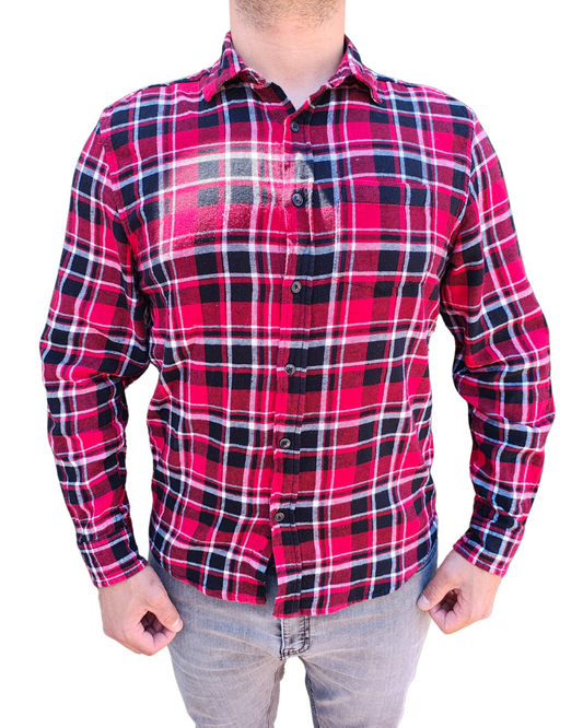 D'OCCASION - Chemise à carreaux rouges et noirs Primark (Taille M)