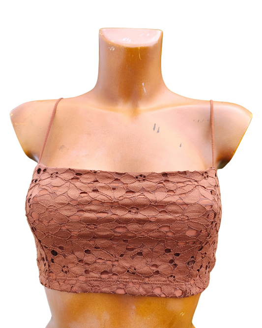 NUEVO - Top bandeau calado color teja Stradivarius (Talla M)