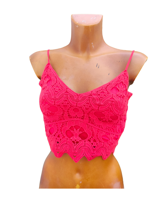 NUEVO - Top rojo de encaje Stradivarius (Talla XS)