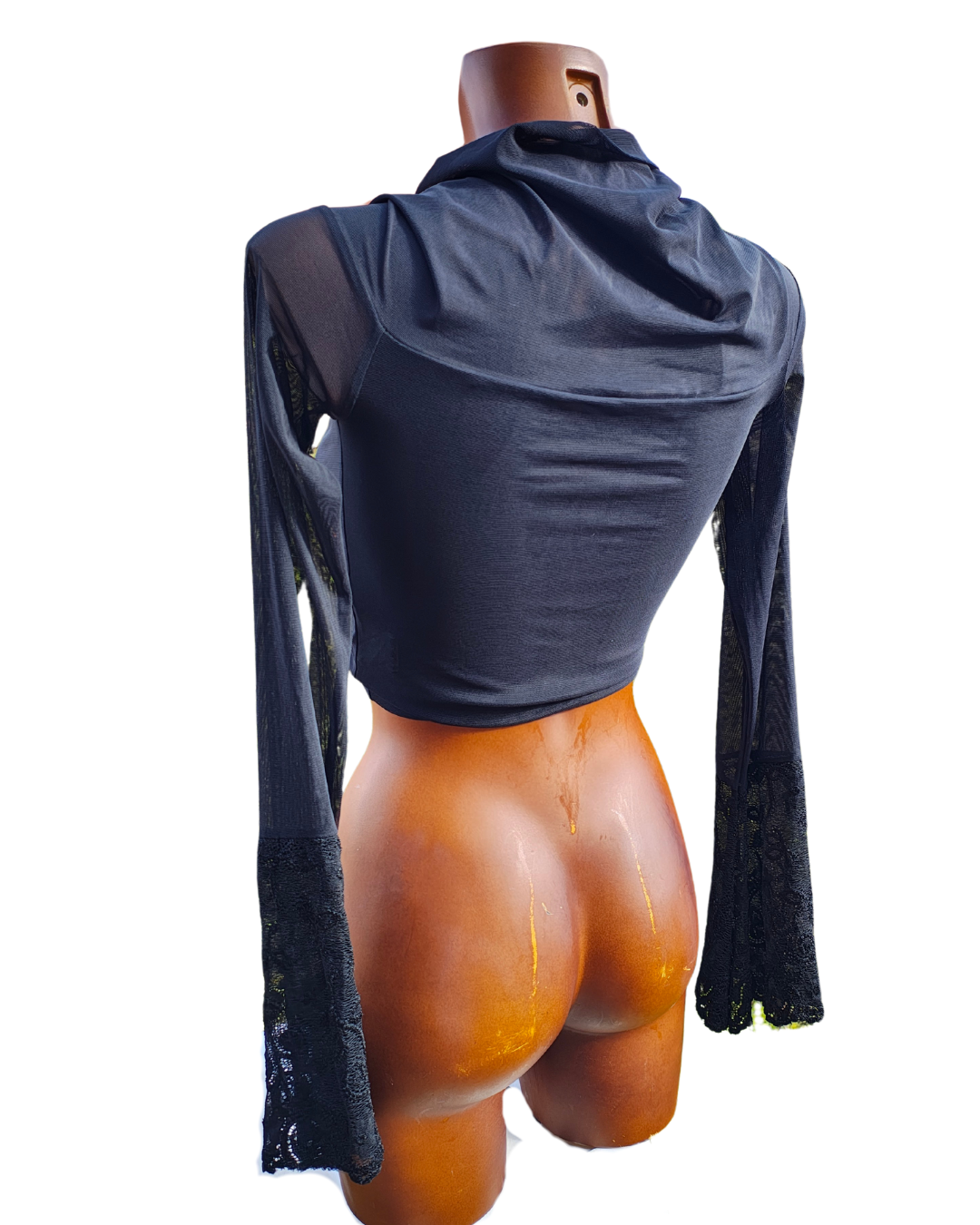 Top negro cruzado manga encaje Shirt Passion (nuevo)