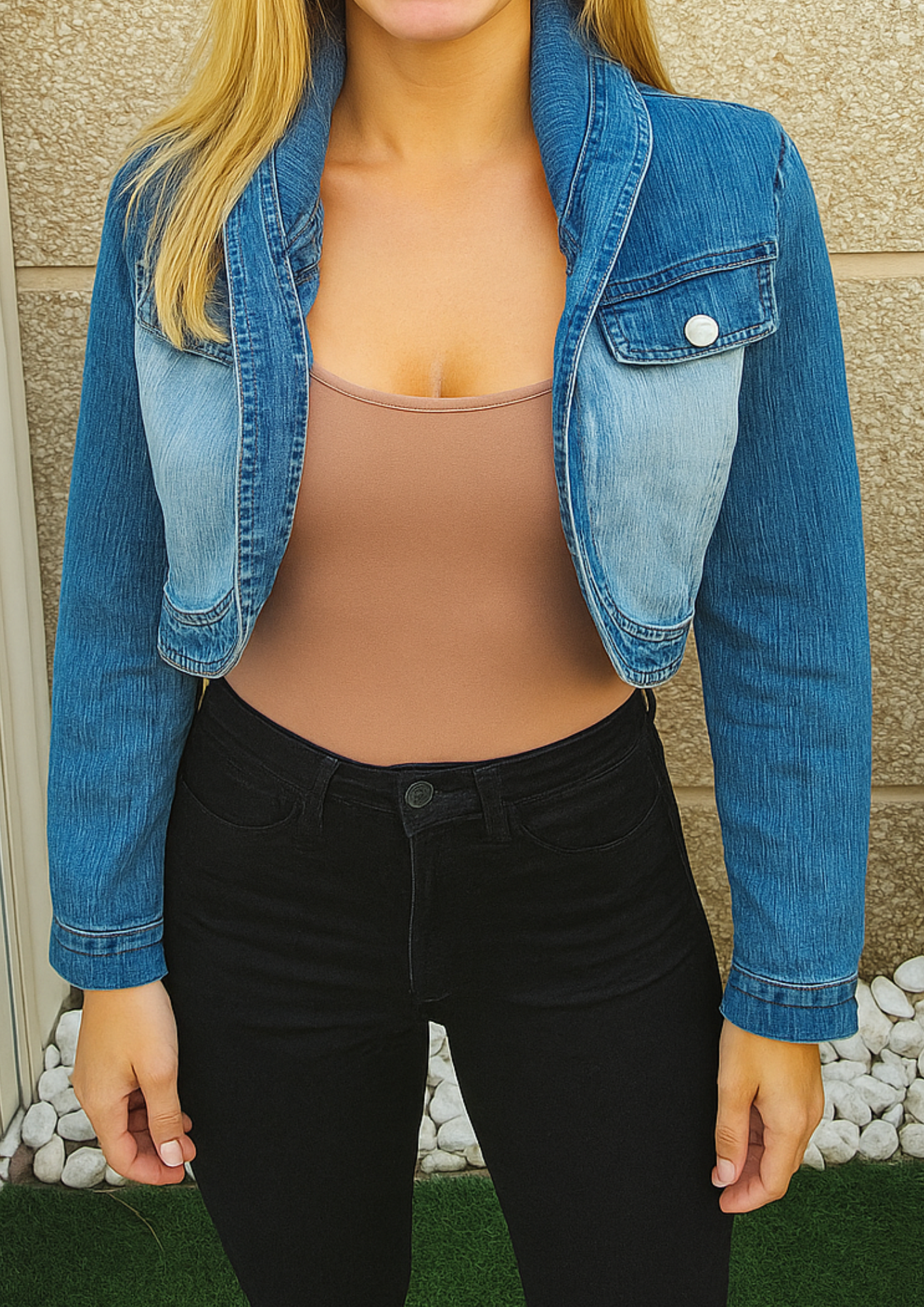 USADO – Cazadora vaquera cropped azul SUSHAN JEANS (Talla S)