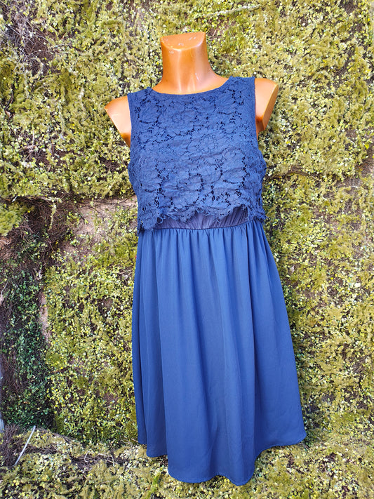 USADO - Vestido azul encaje Mango Suit (Talla M)