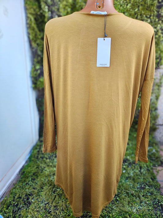NUEVO - vestido marron con nudo frontal Mango Casual (Talla S)