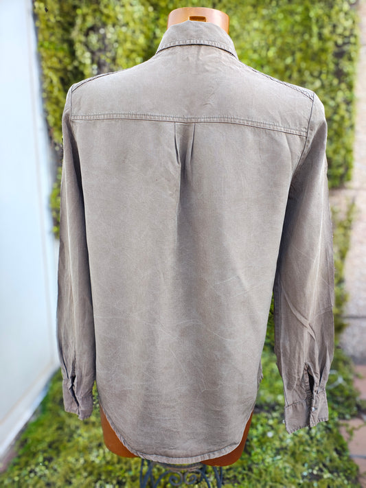 Chemise marron Pimkie d'occasion avec poches décorées (taille M)