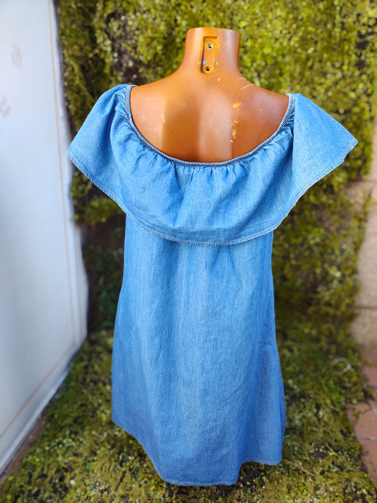 USADO-vestido vaquero con volantes  - Sin marca (Talla M)