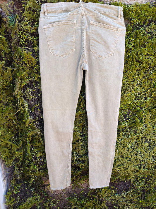 Pantalon slim beige Zara Femme « Premium Denim Collection » d'occasion (taille 40 €)-856