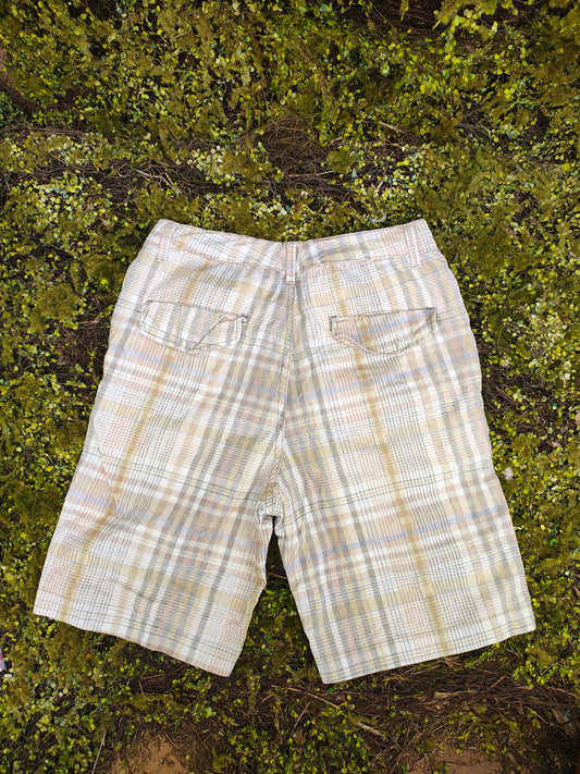 D'OCCASION – Bermuda à carreaux beige et moutarde ZARA MAN (Taille 38 EUR / environ M)