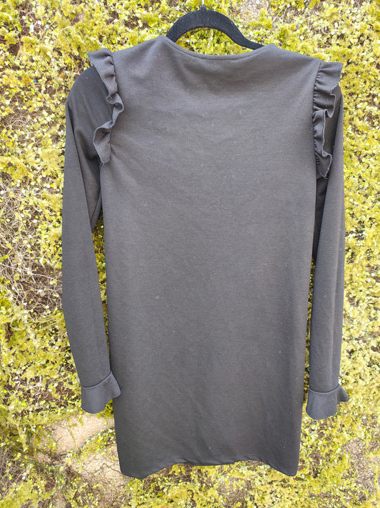 USADO – Vestido negro con volantes Bershka (Talla EUR S)