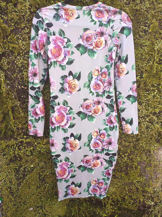 USADO – Vestido floral entallado manga larga ZARA (Talla EUR S)