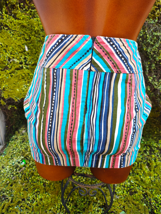 D'OCCASION – Mini-jupe rayée multicolore ZARA Trafaluc (Taille 34 EUR)