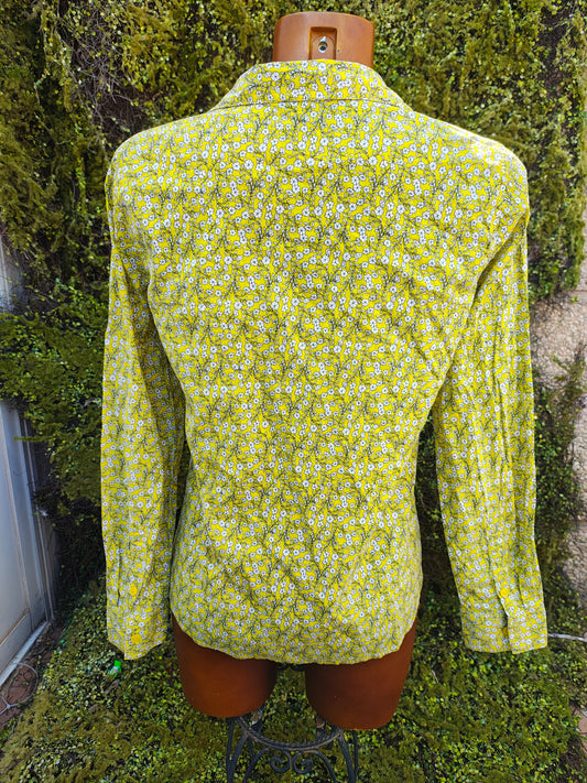 D'OCCASION – Chemisier à manches longues jaune à imprimé floral United Colors of Benetton (Taille M)
