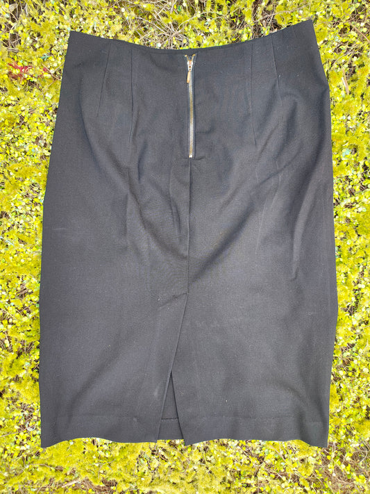 D'OCCASION – Jupe crayon noire ZARA BASIC avec fermeture éclair sur le devant (Taille 36 EUR)