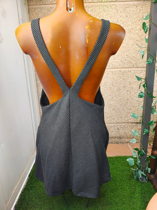 D'OCCASION – Robe chasuble courte à imprimé pied-de-poule ZARA Trafaluc (Taille S)