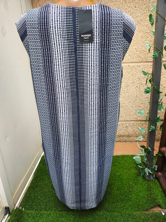 NUEVO – Vestido sin mangas estampado geométrico MANGO Basics (Talla M)