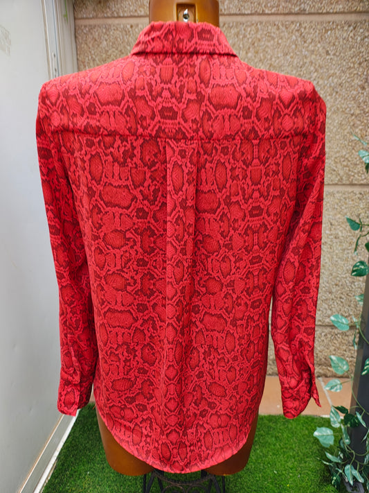 USADO – Camisa estampado serpiente rojo MANGO Suit (Talla XS)