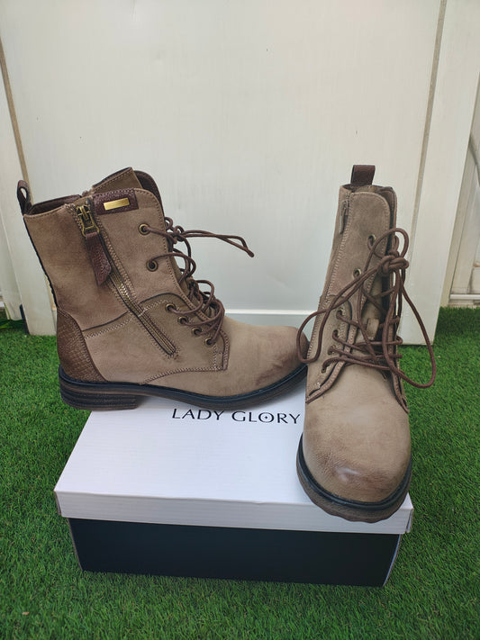 NUEVO – Botines marrones con cremallera LADY GLORY (Talla 38)
