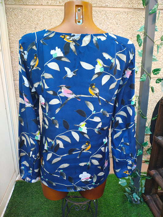 D'OCCASION – Chemisier ZARA BASIC Blue Bird (Taille S)