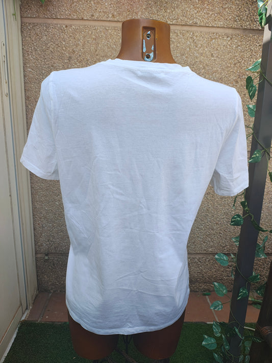 USADO – Camiseta blanca con estampado “SSSHHH…” ZARA (Talla S)