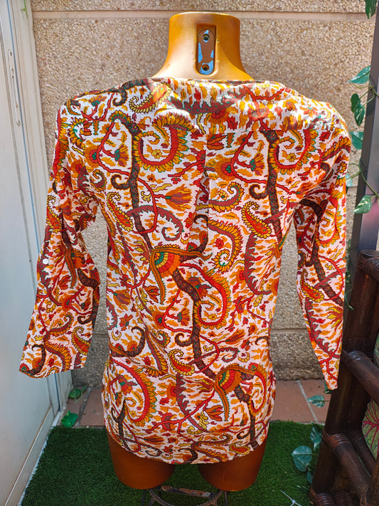 D'OCCASION – Chemisier imprimé multicolore ZARA BASIC (Taille XS)