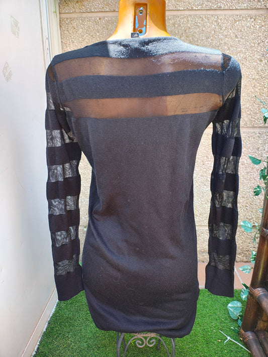 USADO – Vestido negro ajustado con transparencias MANGO Suit (Talla S)