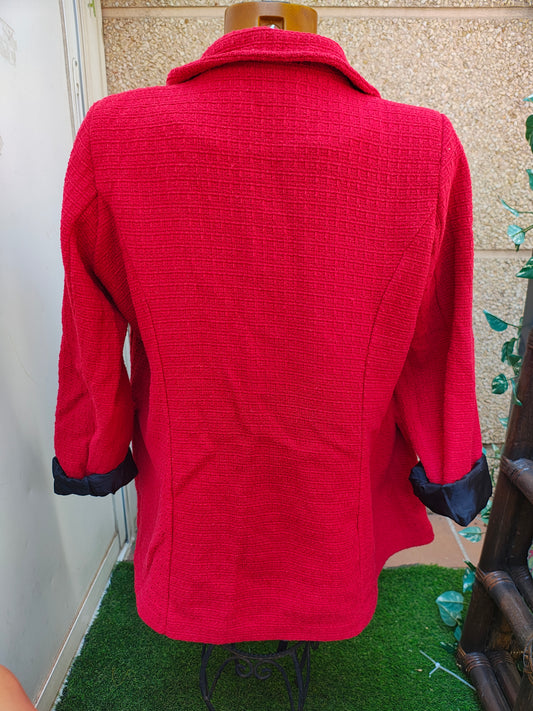 USADO – Blazer rojo de textura gruesa VALENTiNA (Talla S / EUR 36)
