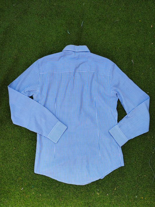 USADO – Camisa slim fit de cuadros vichy celeste y blanca LFTMAN (Talla S)