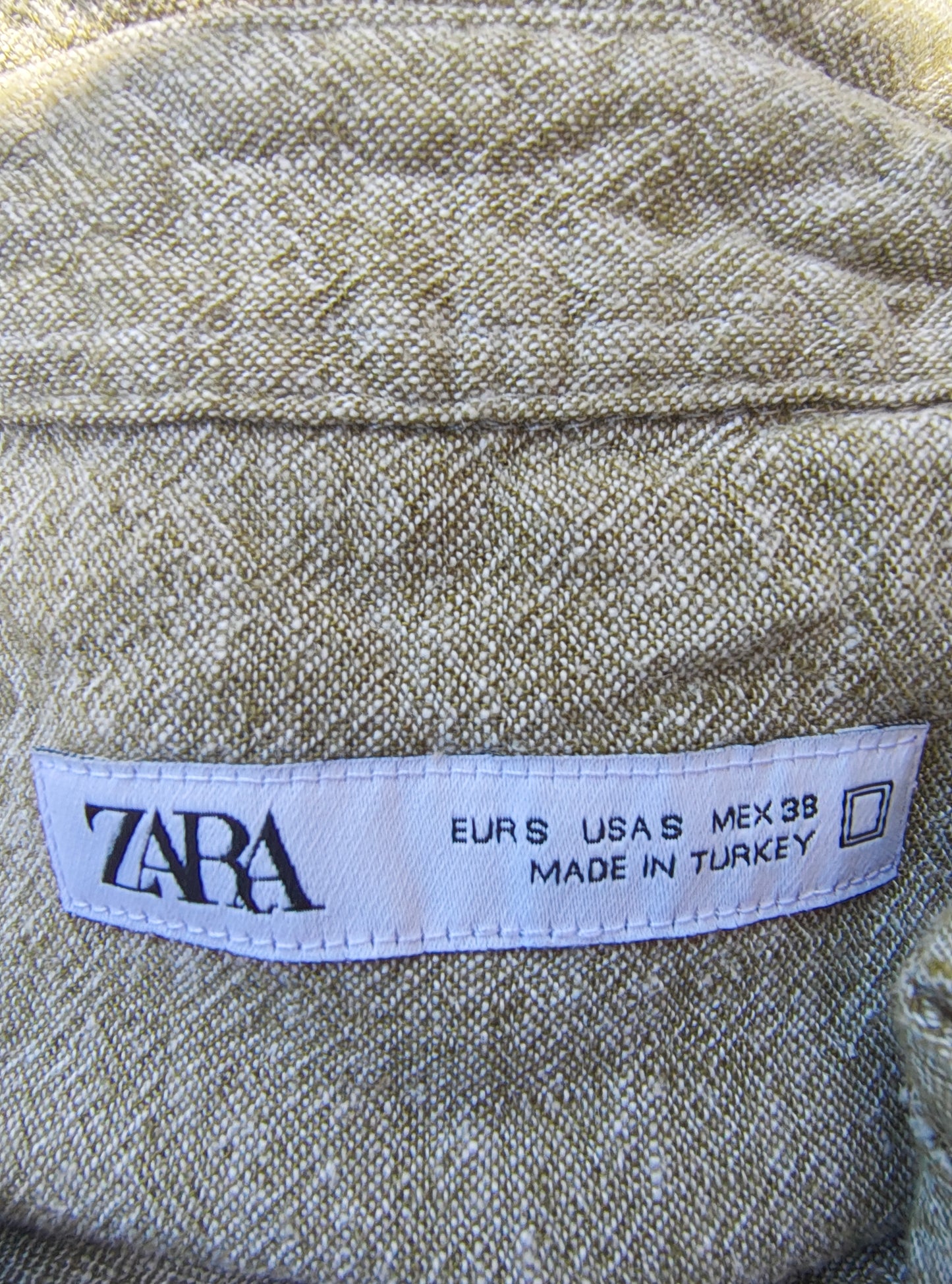 USADO – Camisa de lino beige jaspeado Zara (Talla S)