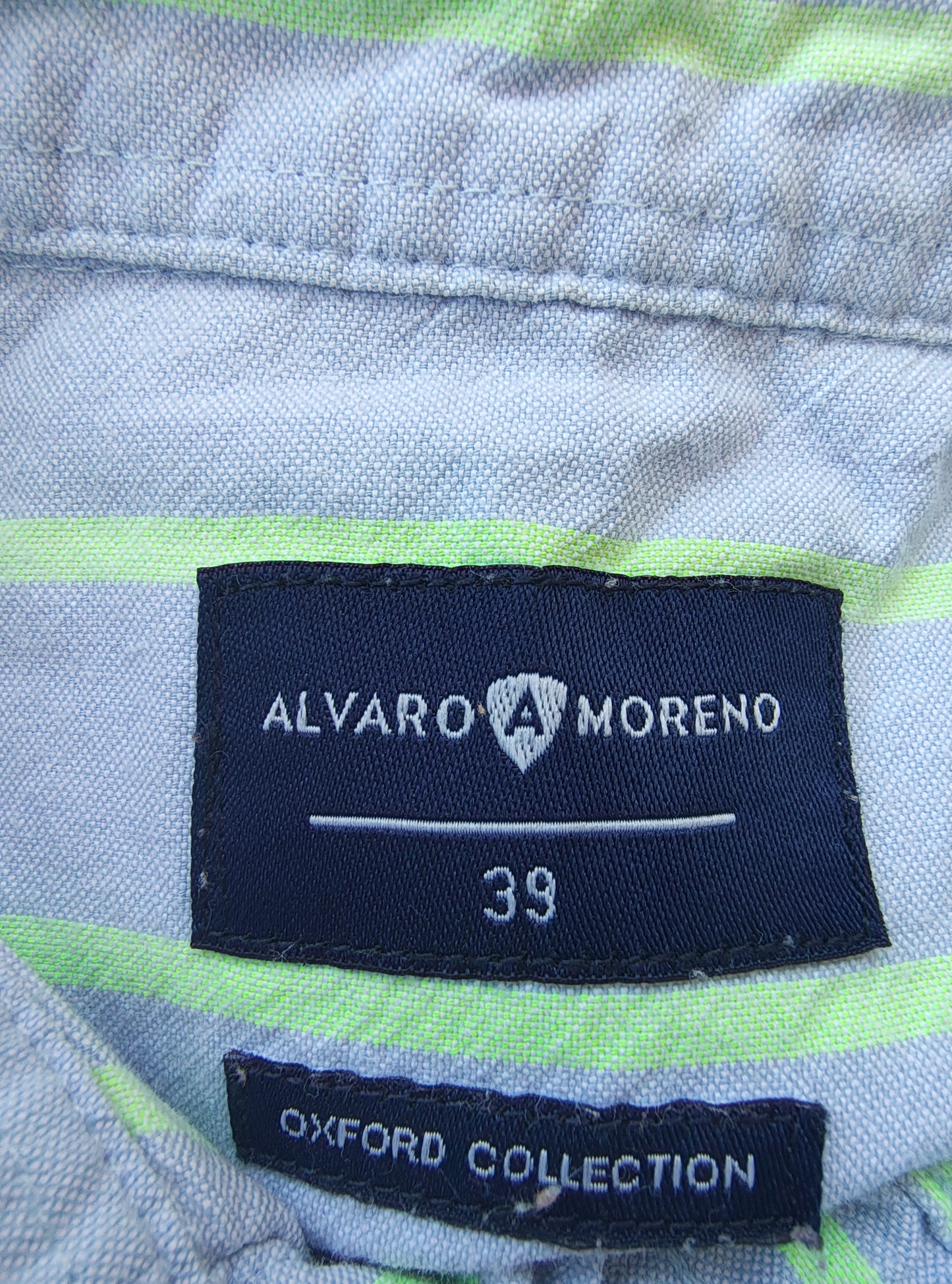 USADO – Camisa de rayas verde lima y azul celeste Álvaro Moreno (Talla 39)