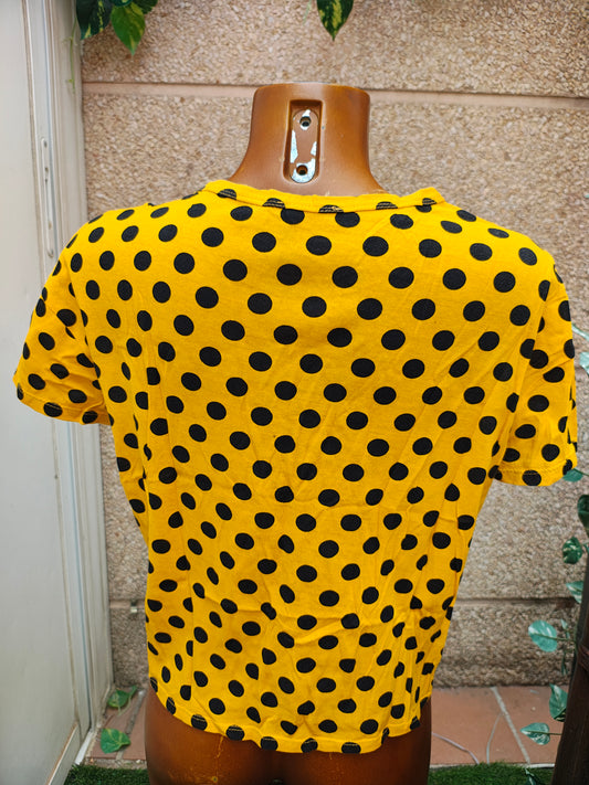 USADO – Camiseta amarilla de lunares negros Zara Trafaluc (Talla EUR S)