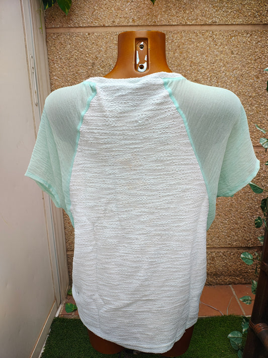 USADO – Blusa de punto con manga murciélago en verde agua Stradivarius (Talla EUR M )