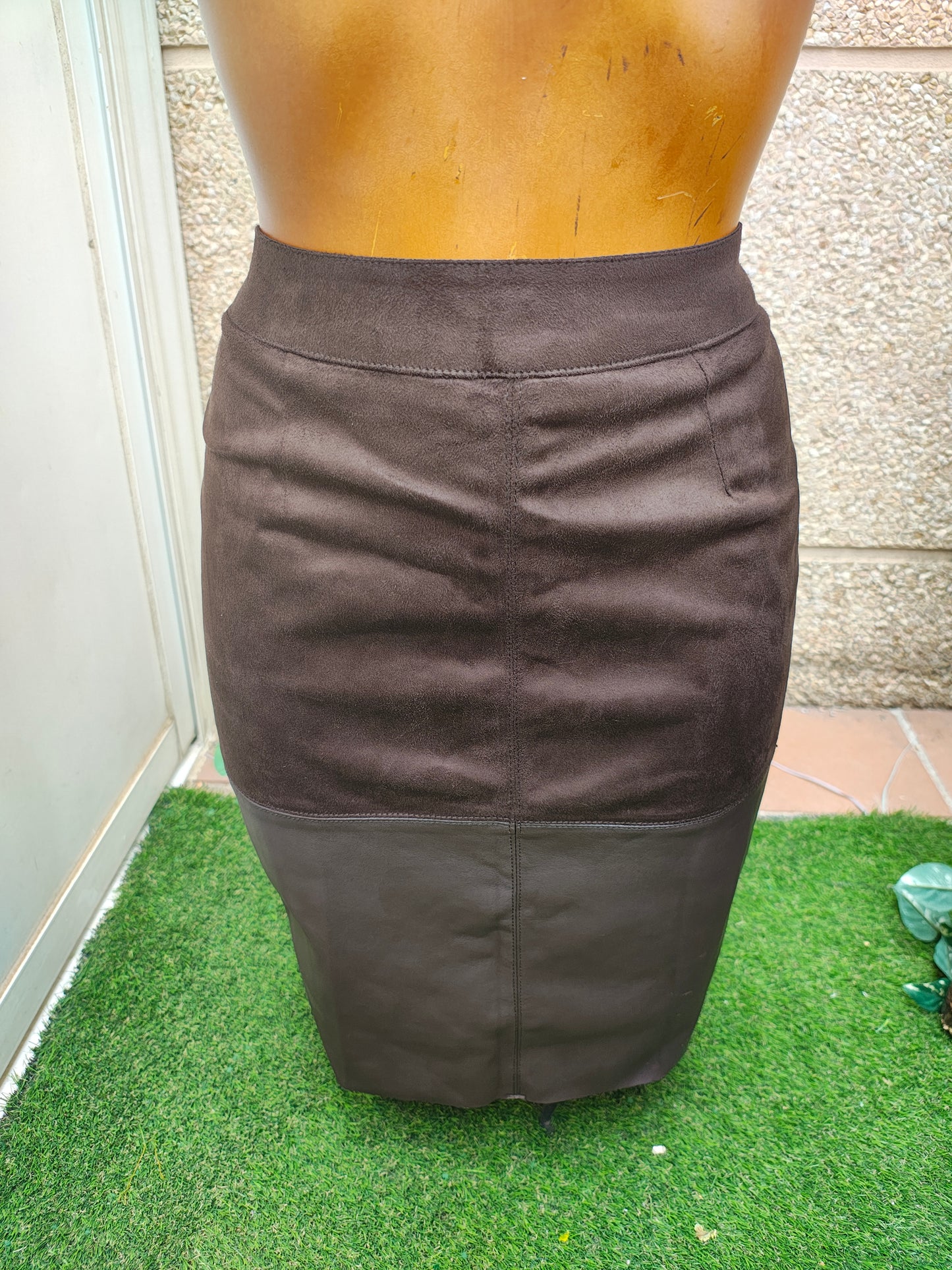 NUEVO – Falda tubo marrón de dos texturas RIVER ISLAND (Talla EUR 34)