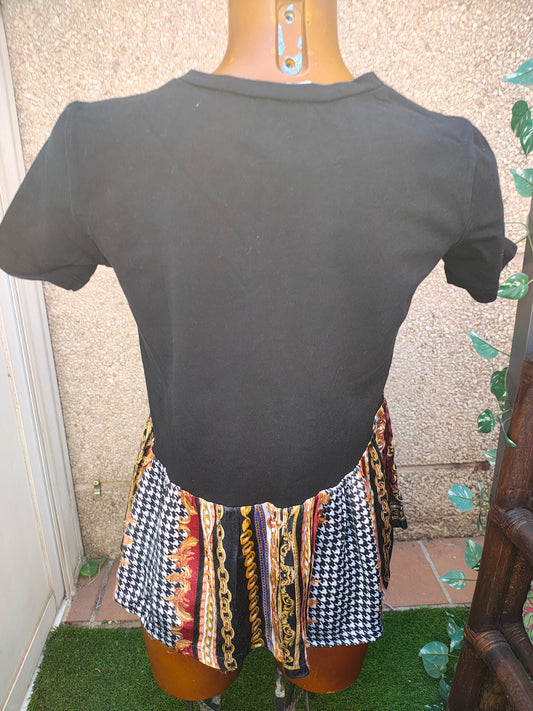USADO – Top negro con estampado de candados Zara Basic (Talla XS)
