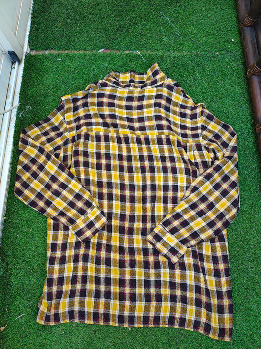 USADO – camisa de cuadros amarillos y marrones MANGO Suit (Talla L)