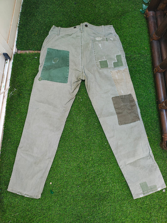 USADO – Pantalones parcheados estilo militar Zara Woman Premium Denim (Talla 36)