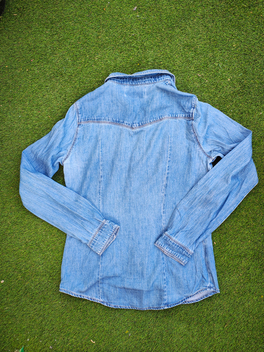 USADO – Camisa vaquera de manga larga con bolsillos frontales PROMOD (Talla no visible aprox S)