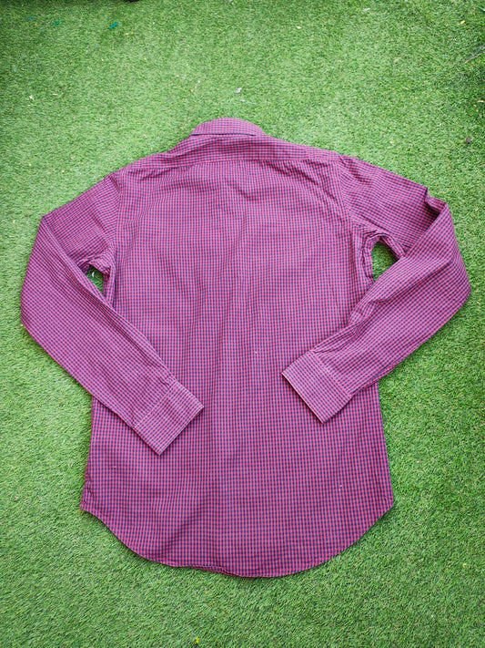 USADO – Camisa de cuadros burdeos y azul marino ZARA MAN Superslim Fit (Talla EUR M)