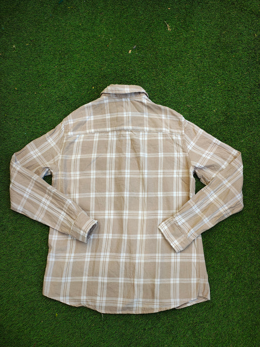 USADO – Camisa beige de cuadros blancos LEFTIESMAN Regular Fit (Talla EUR S)