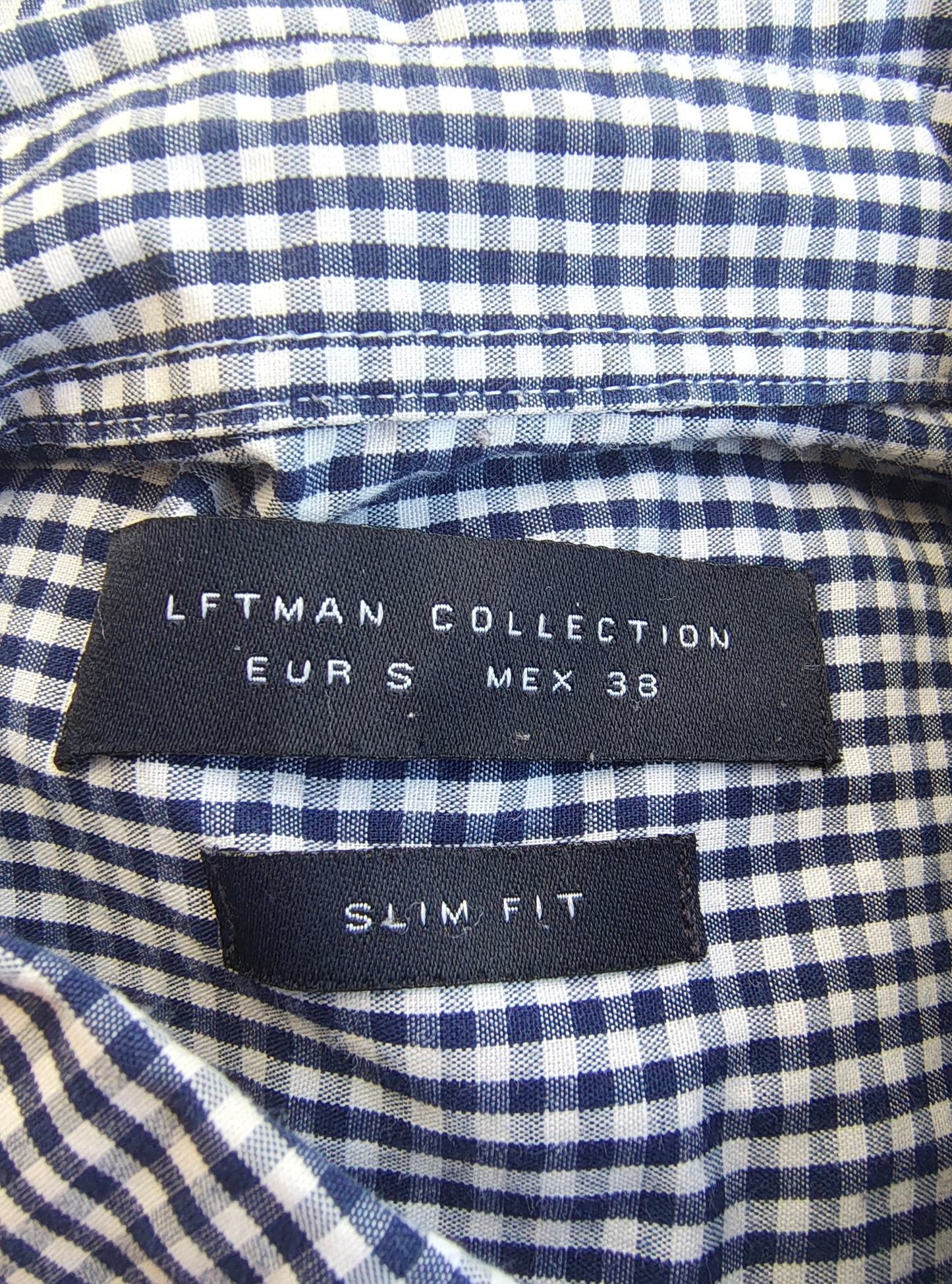 USADO – Camisa de cuadros azul marino y blancos LFTMAN Collection Slim Fit (Talla EUR S)
