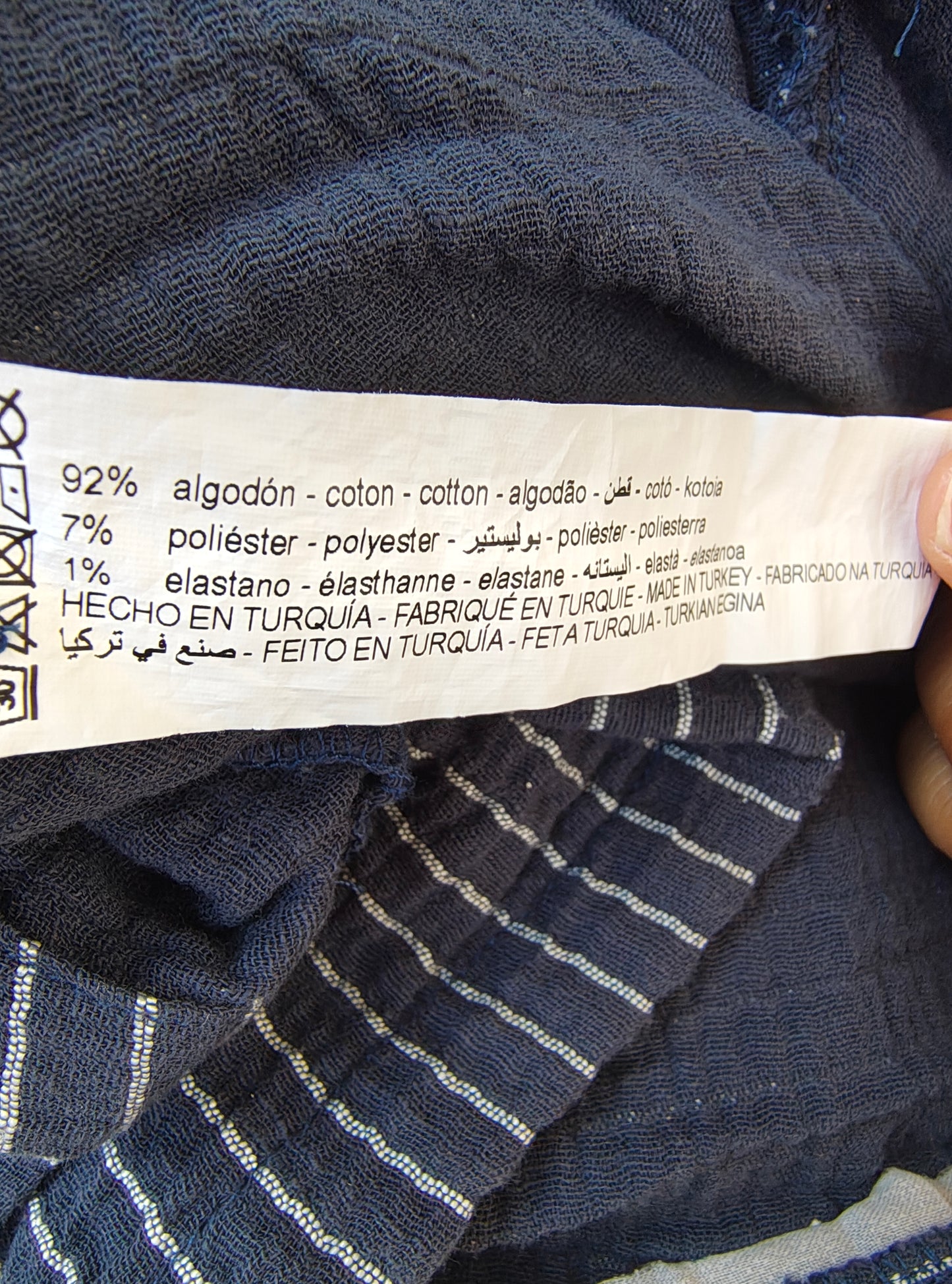 USADO – Camisa de rayas azul marino y blancas LEFTIESMAN Relaxed Fit (Talla M)