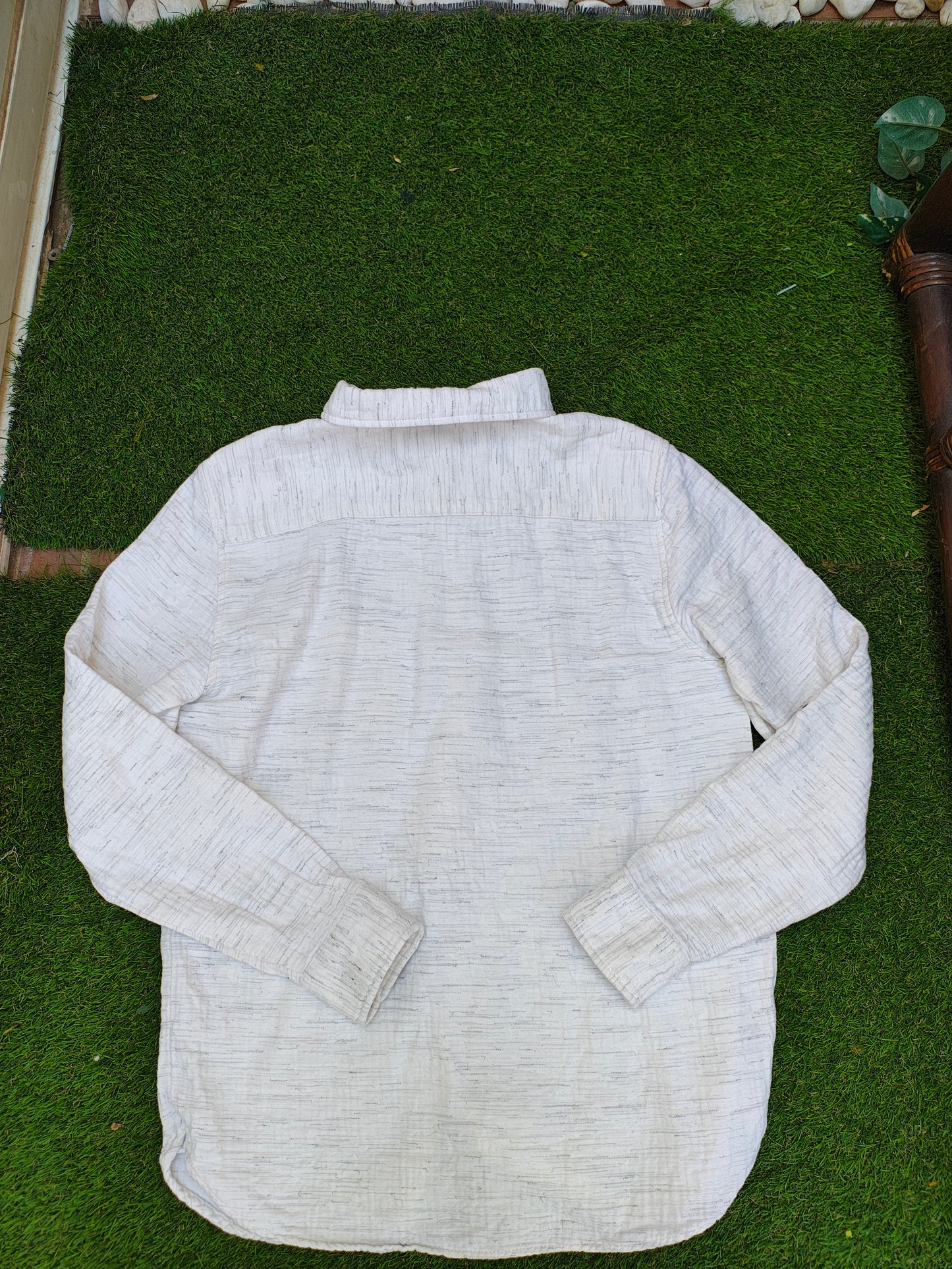 USADO – Camisa de manga larga blanca con textura ZARA BOYS (Talla 11/12 – 152 cm)
