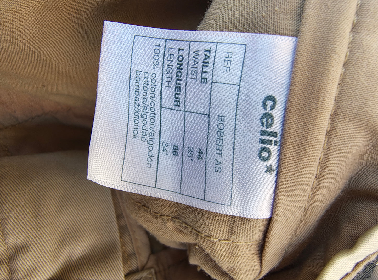 USADO – Pantalón chino recto beige CELIO (Talla EUR 44 / USA 35)