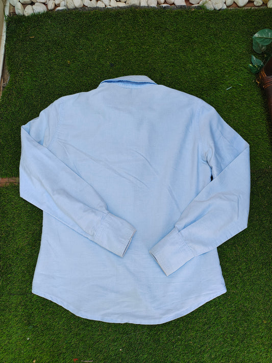 USADO – Camisa Oxford azul lisa PEPCO (Talla S)