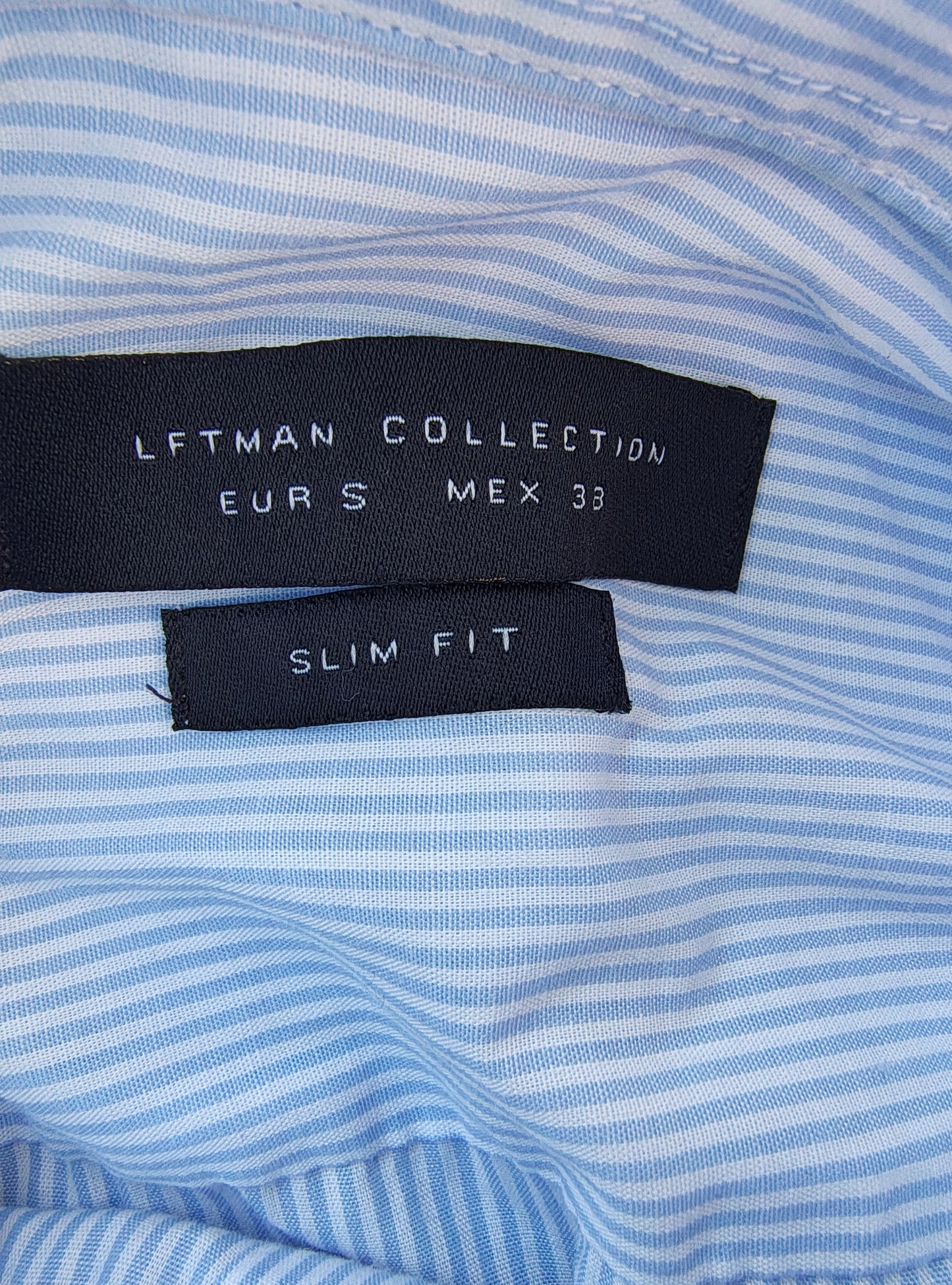 USADO – Camisa azul celeste de rayas finas LFTMAN Collection Slim Fit (Talla S)