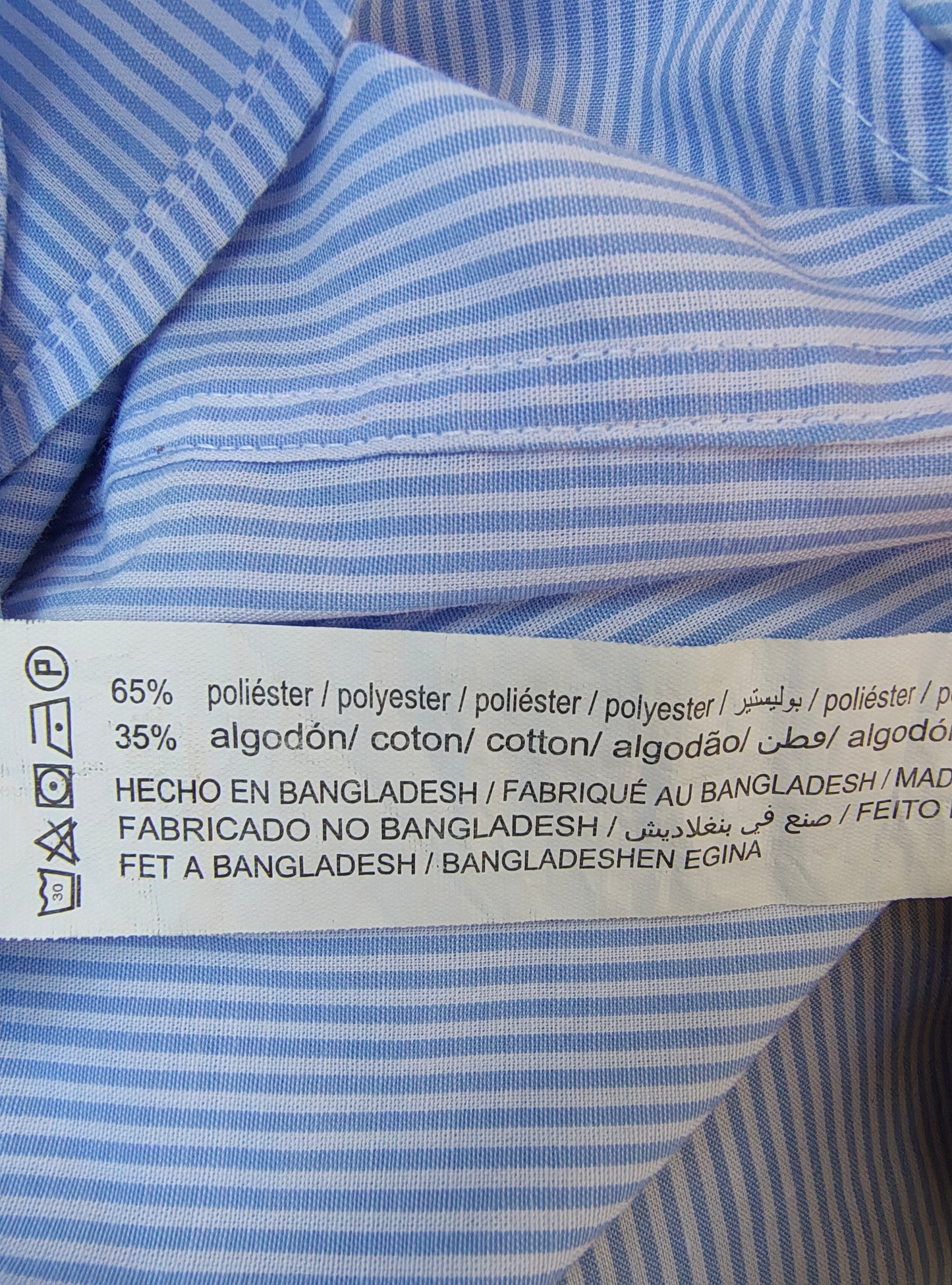 USADO – Camisa azul celeste de rayas finas LFTMAN Collection Slim Fit (Talla S)