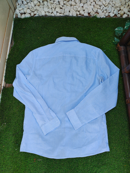 USADO – Camisa azul celeste de rayas finas LFTMAN Collection Slim Fit (Talla S)