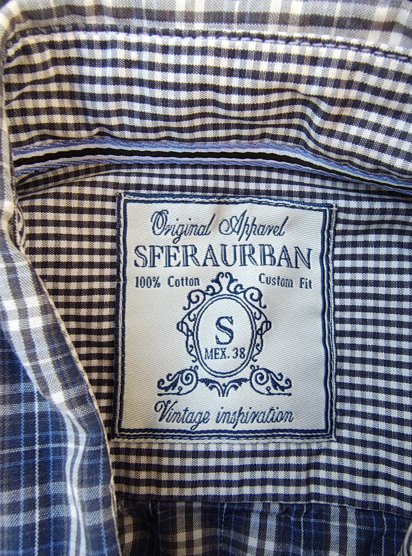 USADO – Camisa de cuadros azul marino y beige SFERA Urban (Talla S)