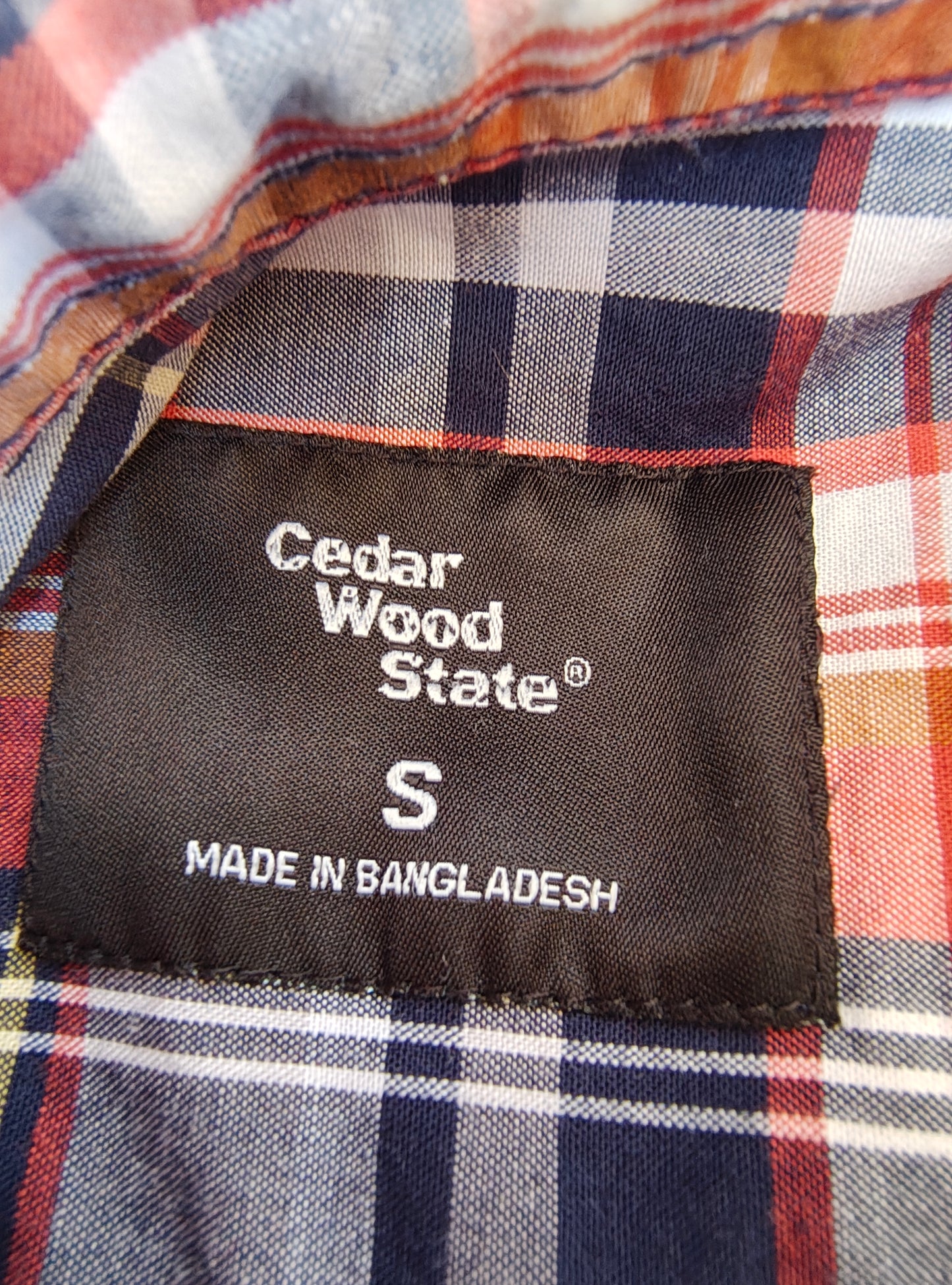 USADO – Camisa de cuadros rojos, azules y blancos Cedar Wood State (Talla S)